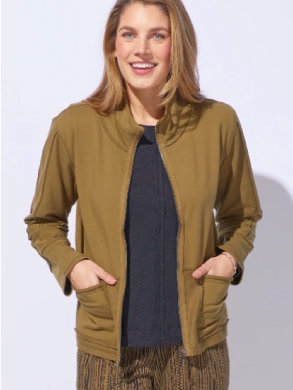 Habitat Woman's Light Olive Zip-Front Jacket